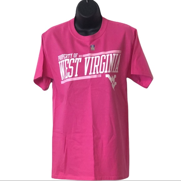Hanes neon pink West Virginia Crewneck shortsleeved t-shirt Size S/P/CH - Picture 1 of 9